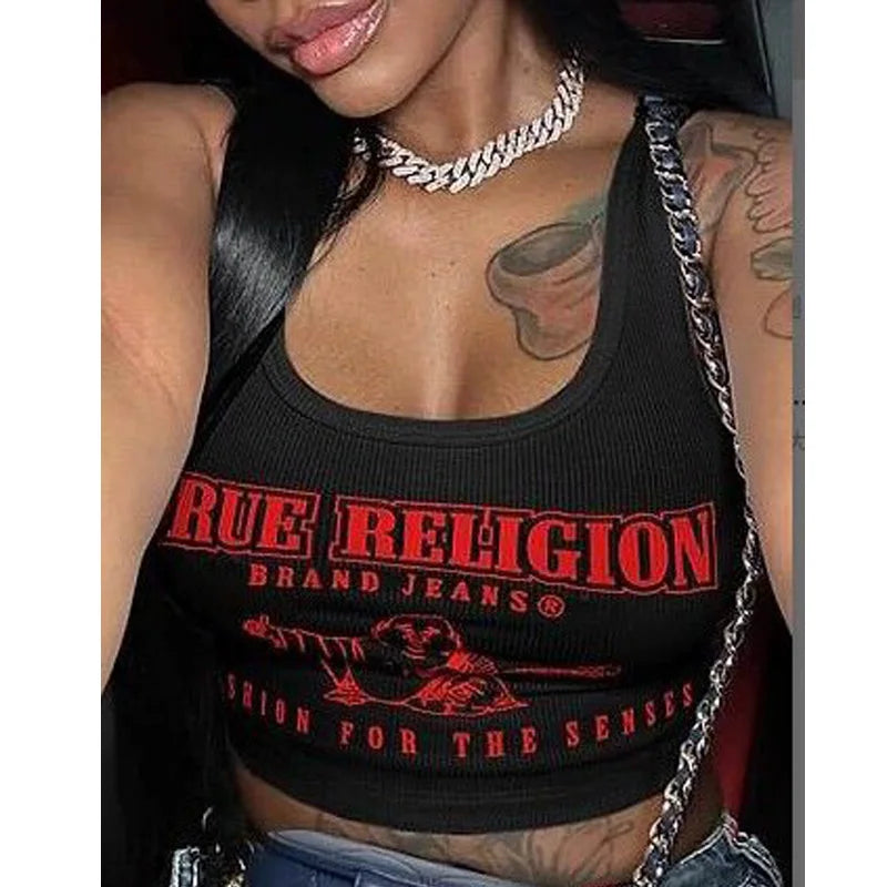 Sexy Graphic T Shirts Fashion Top Printed Sweatshirts Streetswear 2024 Summer Clothes Women Y2K Cropped Tank Tops Tees