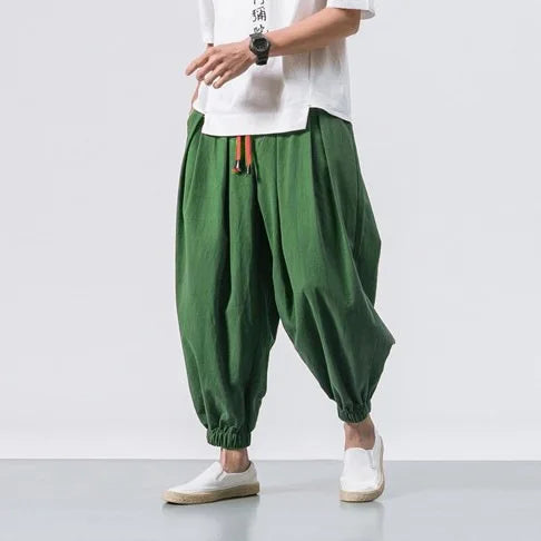 2025 New Trendy Men Harem Pants Loose Oversized Style Cotton and Linen High Quality Jogger Sweatpants Casual Male Trousers